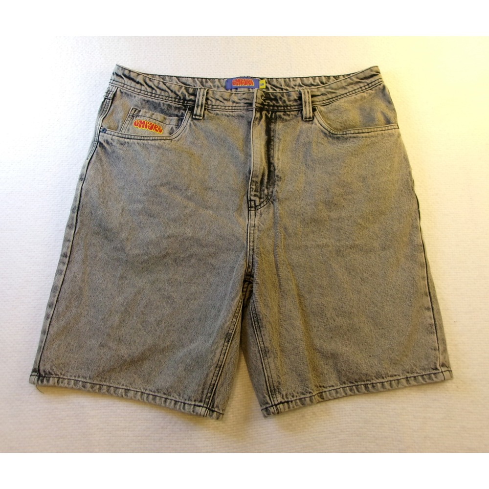 Empyre Relaxed Fit Denim Shorts Mens 38 Grey Acid Wash Baggy Skate 90s Style